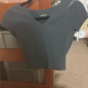 Hollister Women's Blue V-Neck Top